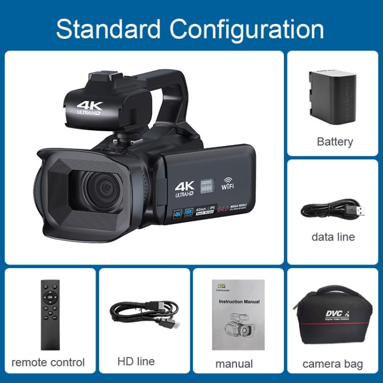 Câmara de vídeo digital portátil com ecrã tátil de 4 polegadas 64MP, 4K 16G, 4K 32G, 4K 64G