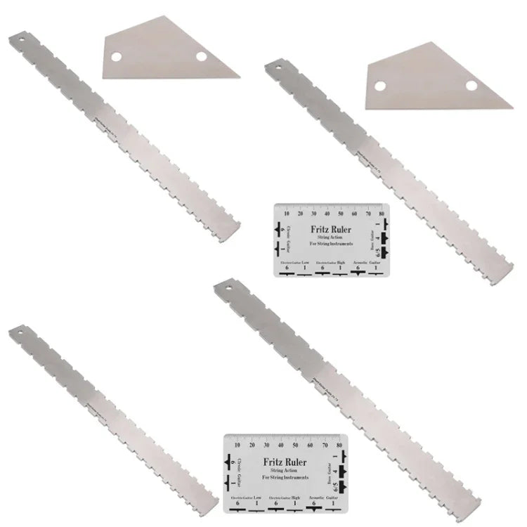 Régua de Medição para Braço de Guitarra Baixo em Aço Inoxidável GNR3, Estilo:, Dentes Duplos+Régua de Nivelamento+Régua de Altura das Cordas