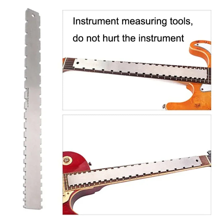 Régua de Medição para Braço de Guitarra Baixo em Aço Inoxidável GNR3, Estilo:, Dentes Duplos+Régua de Nivelamento+Régua de Altura das Cordas