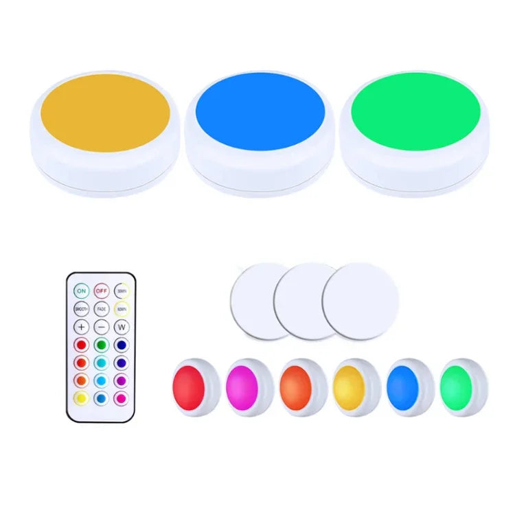 Luz Noturna RGB Dimerizável de 13 Cores para Armário, 3 Luzes 1 Comando, 6 Luzes 2 Comandos