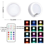 Luz Noturna RGB Dimerizável de 13 Cores para Armário, 3 Luzes 1 Comando, 6 Luzes 2 Comandos