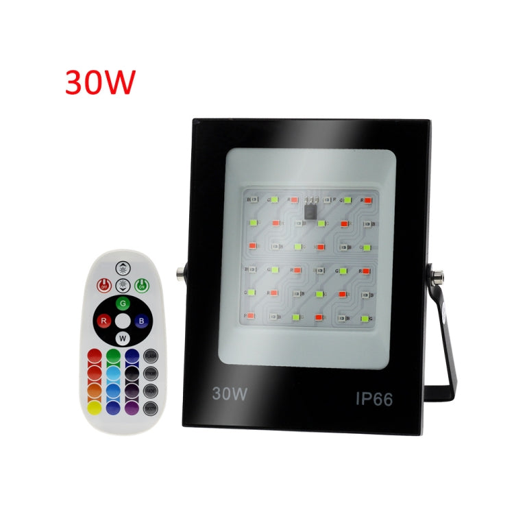 Projetor LED RGB Colorido com Controlo Remoto, 30W, 100W