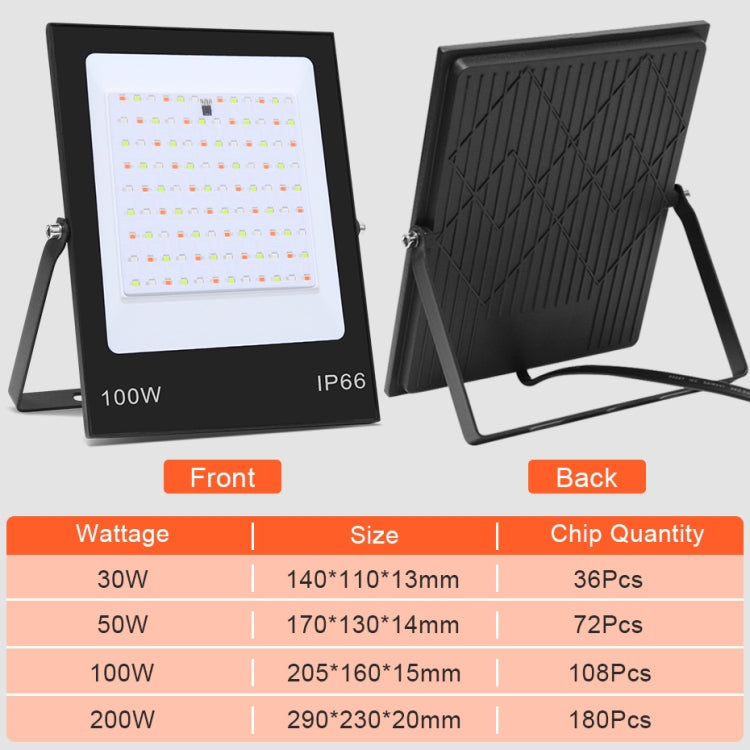 Projetor LED RGB Colorido com Controlo Remoto, 30W, 100W