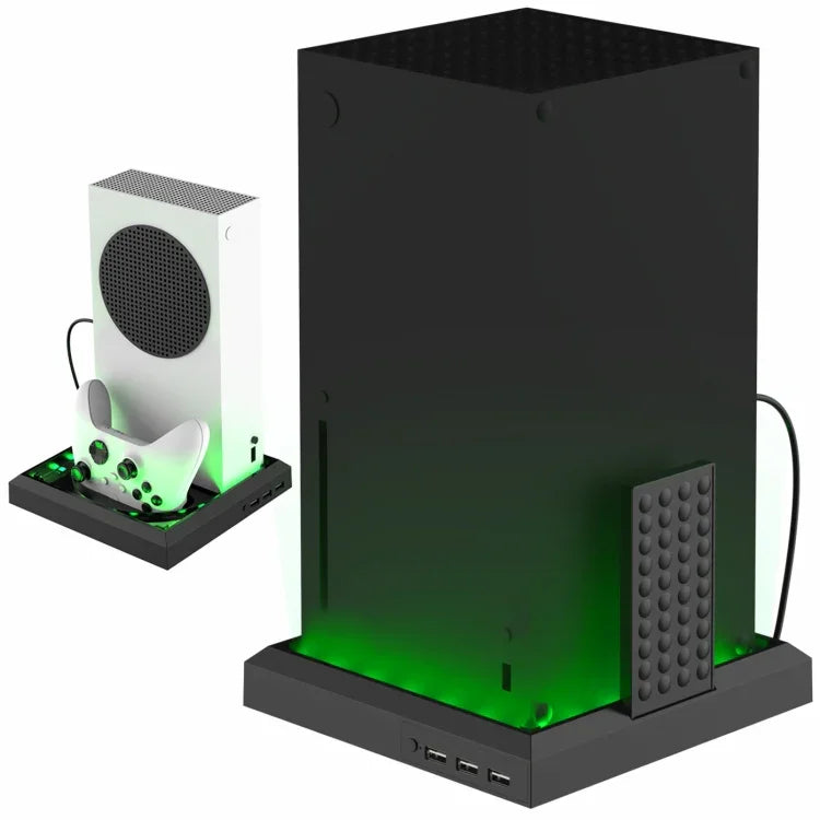Base de ventoinha de arrefecimento para carregador Xbox Series X S com luz RGB colorida, Luz RGB colorida
