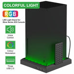 Base de ventoinha de arrefecimento para carregador Xbox Series X S com luz RGB colorida, Luz RGB colorida