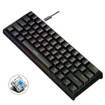 Teclado Mecânico com Iluminação e Plugue a Quente LEAVEN K620 61 Teclas, Comprimento do Cabo: 1.8m, Eixo Verde Preto, Eixo Verde Branco, Eixo Verde Azul, Eixo Verde Rosa, Eixo Preto Vermelho Branco, Eixo Verde Branco Preto, Eixo Verde Branco Preto