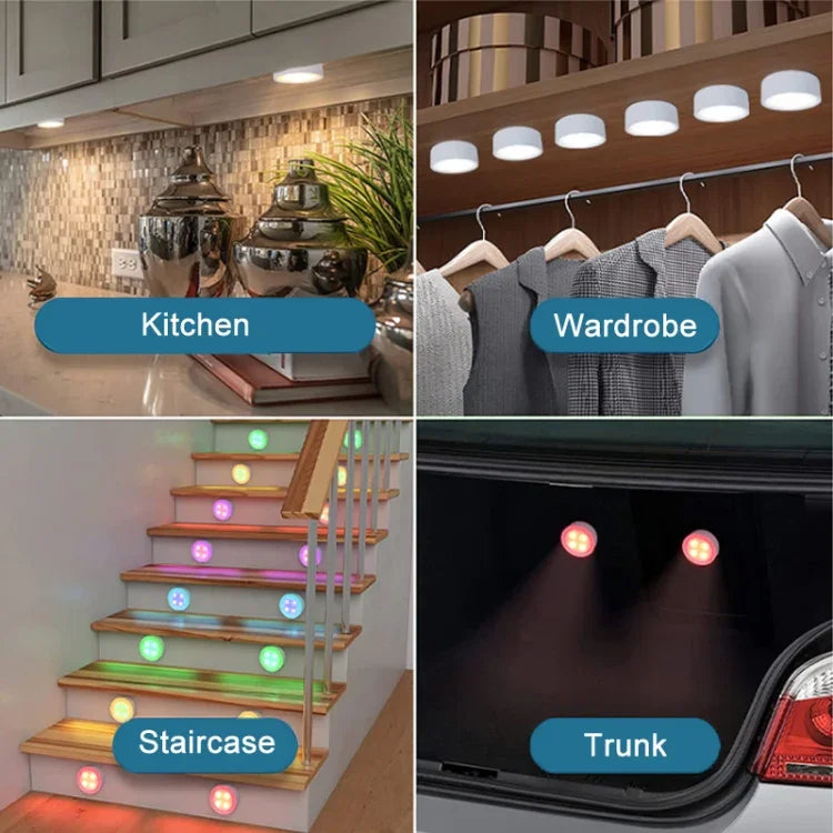 Luz Ambiente de 13 Cores com Comando para Armário, Luz de Hóquei Tátil, Conjunto 3 Luzes 1 Comando, Conjunto 6 Luzes 2 Comandos