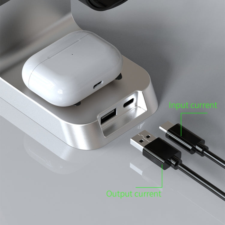 Carregador Sem Fios Magnético 6 em 1 com Função de Relógio H27 15W para iWatch/AirPods, H27