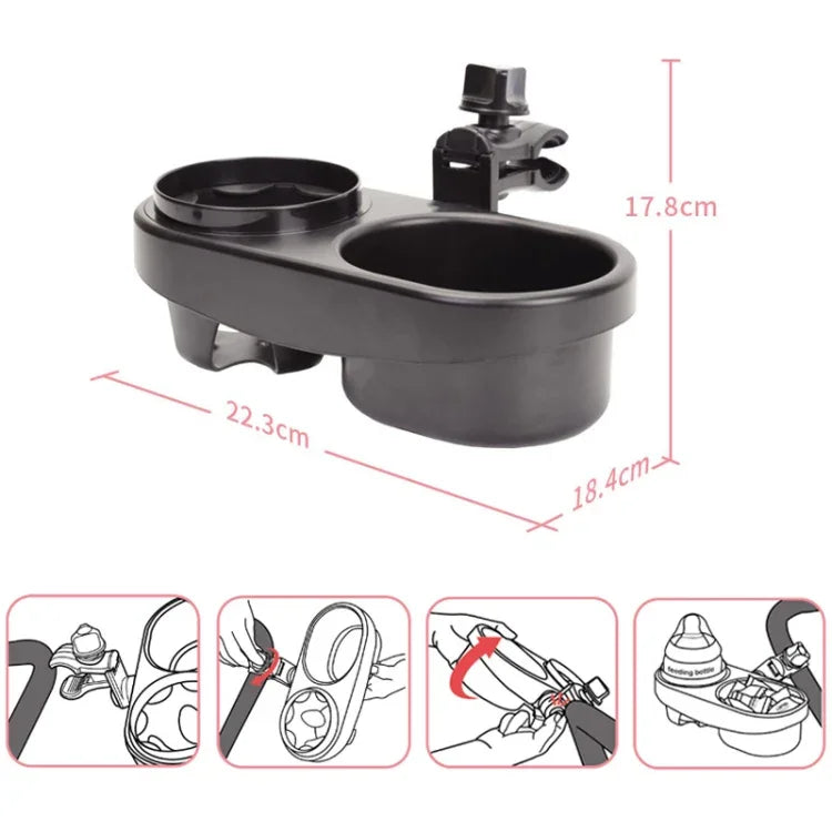 Suporte Duplo para Copos de Carrinho, Prateleira para Garrafa e Lanche, J4100