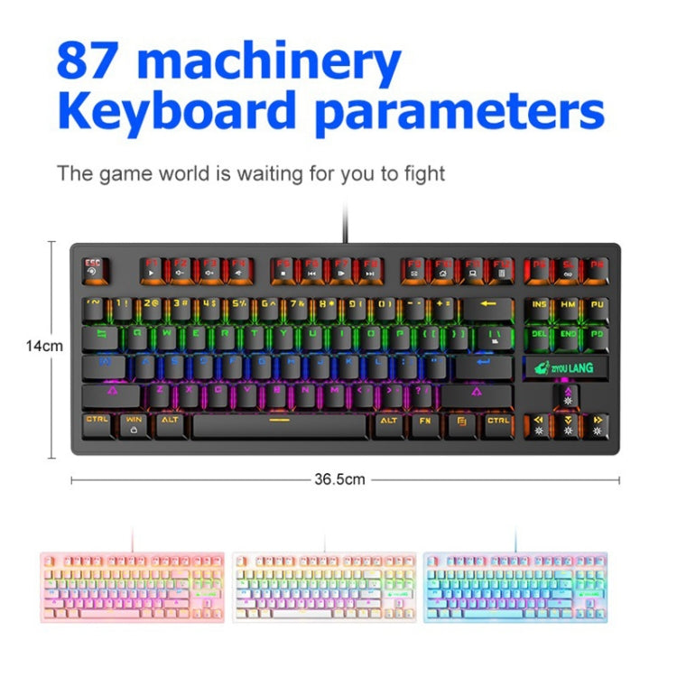 Teclado Mecânico com Iluminação Punk para Escritório e Portátil ZIYOULANG K2 87 Teclas, Comprimento do Cabo: 1.5m, K2 Preto, K2 Branco, K2 Rosa, K2 Azul