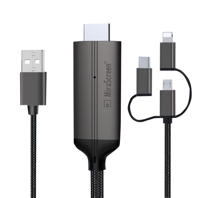 Cabo Dongle HDTV 1080P, HDMI Plug and Play com Ecrã Plug and Play, LD36 8 Pinos + Micro USB + Tipo-C / USB-C para HDMI