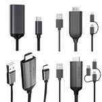 Cabo Dongle HDTV 1080P, HDMI Plug and Play com Ecrã Plug and Play, LD36 8 Pinos + Micro USB + Tipo-C / USB-C para HDMI