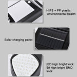 Luzes de Sensor Humano LED Solar X-A18 com 59 LEDs, Luzes de Jardim