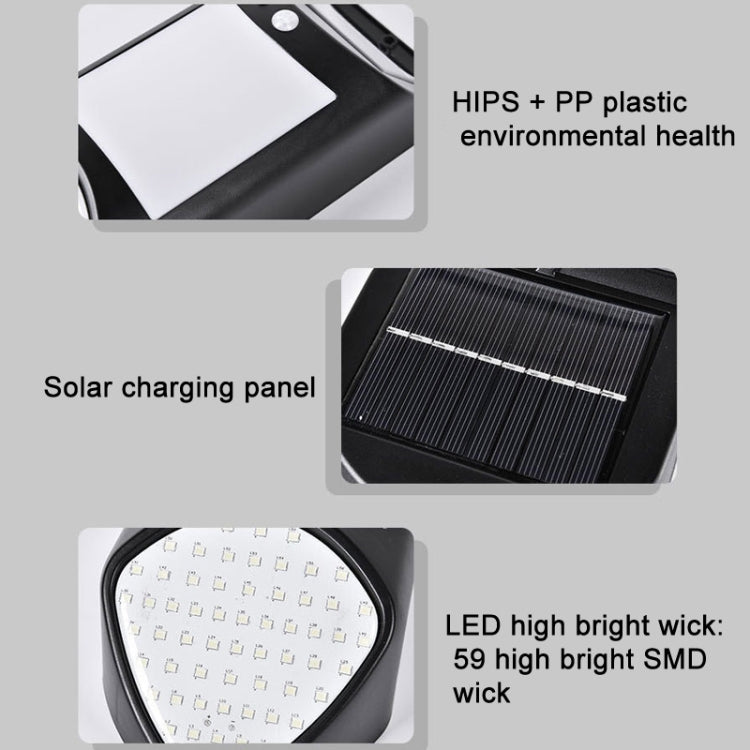 Luzes de Sensor Humano LED Solar X-A18 com 59 LEDs, Luzes de Jardim