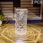 2 Peças SF-001A Lâmpada Ambiente Rosa 1.5V para Cabeceira, Lâmpada de Mesa de Cristal LED, 2 Peças Luz Amarela Sem Humidificador, 2 Peças Luz Branca Sem Humidificador