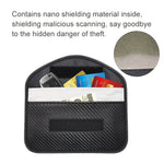 rfid anti-radiation phone bag showing nano shielding material, protecting against scanning and theft.