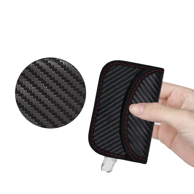 Estojo para Cartão RFID de Fibra de Carbono Bolsa de Blindagem de Sinal para Chave de Carro à Prova de Radiação, 10,5 x 6,5cm, 11,5 x 7,5cm