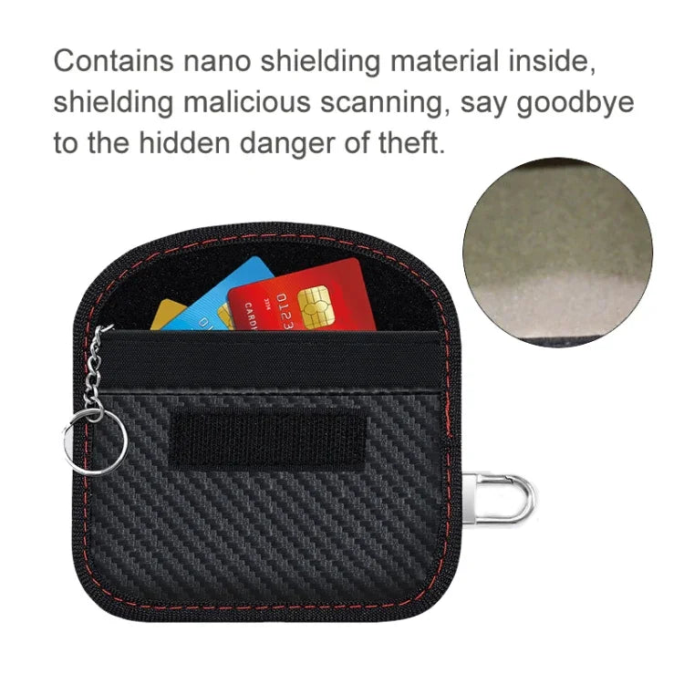 Estojo para Cartão RFID de Fibra de Carbono Bolsa de Blindagem de Sinal para Chave de Carro à Prova de Radiação, 10,5 x 6,5cm, 11,5 x 7,5cm