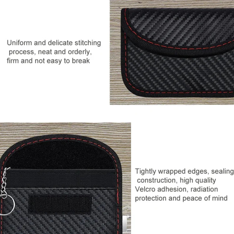 Estojo para Cartão RFID de Fibra de Carbono Bolsa de Blindagem de Sinal para Chave de Carro à Prova de Radiação, 10,5 x 6,5cm, 11,5 x 7,5cm