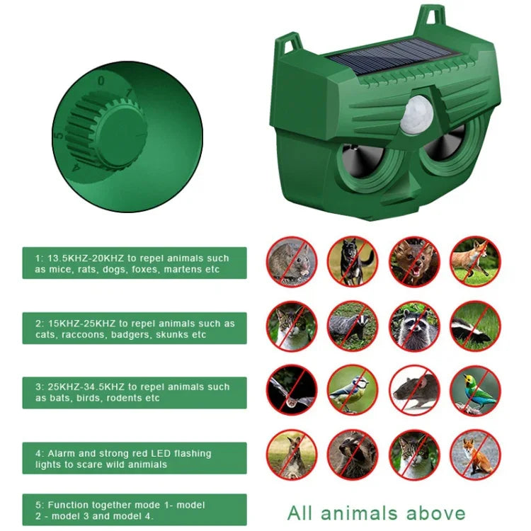 Repelente Solar para Cães RC-543 com Ultrassom e Infravermelhos para Exterior, RC-543