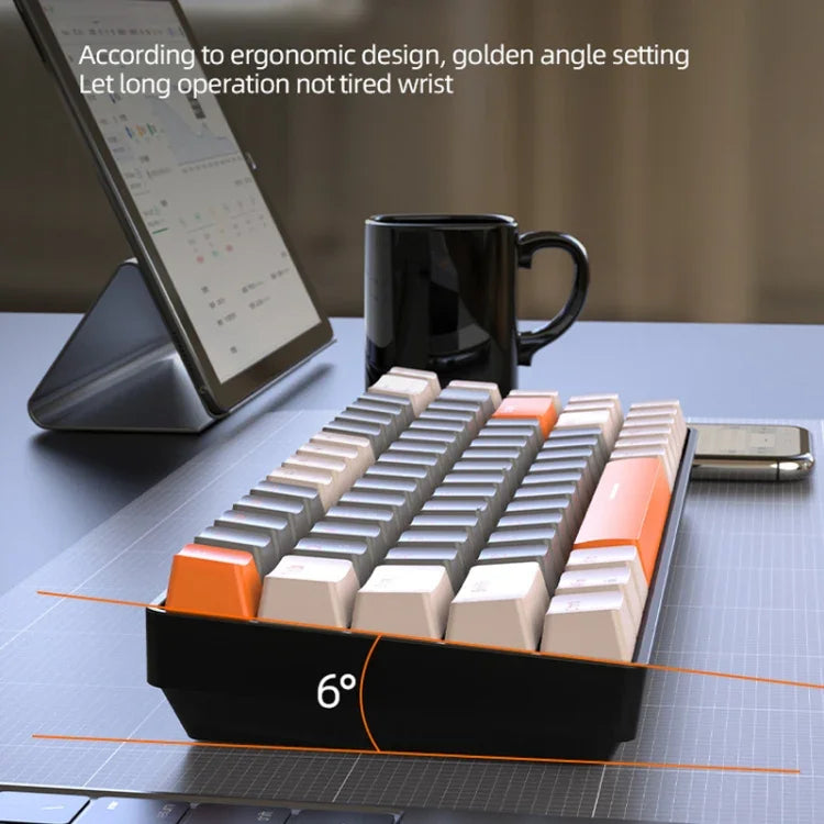 ZIYOU LANG K68 Teclado Mecânico Sem Fios Bluetooth Dual Model com 68 Teclas, Estilo:, Versão Eixo Vermelho (Cintilante), Versão Eixo Verde (Cinza), Versão Eixo Vermelho (Cinza)