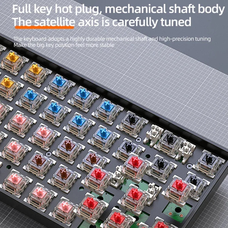 ZIYOU LANG K68 Teclado Mecânico Sem Fios Bluetooth Dual Model com 68 Teclas, Estilo:, Versão Eixo Vermelho (Cintilante), Versão Eixo Verde (Cinza), Versão Eixo Vermelho (Cinza)