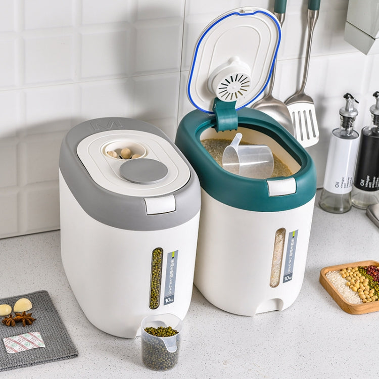 Baldes de Armazenamento de Arroz de Cozinha Selados, à Prova de Humidade e Poeira, Vermelho 10kg, Vermelho 5kg, Cinzento 10kg, Cinzento 5kg, Azul 10kg, Azul 5kg, Verde 10kg, Verde 5kg