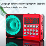 TEMEIYIN Coluna Rádio Bluetooth com Ecrã Digital LED para Cartões Jogador Portátil para Exercícios Matinais, Vermelho, Vermelho com Luz