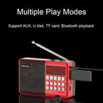 TEMEIYIN Coluna Rádio Bluetooth com Ecrã Digital LED para Cartões Jogador Portátil para Exercícios Matinais, Vermelho, Vermelho com Luz