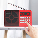 TEMEIYIN Coluna Rádio Bluetooth com Ecrã Digital LED para Cartões Jogador Portátil para Exercícios Matinais, Vermelho, Vermelho com Luz