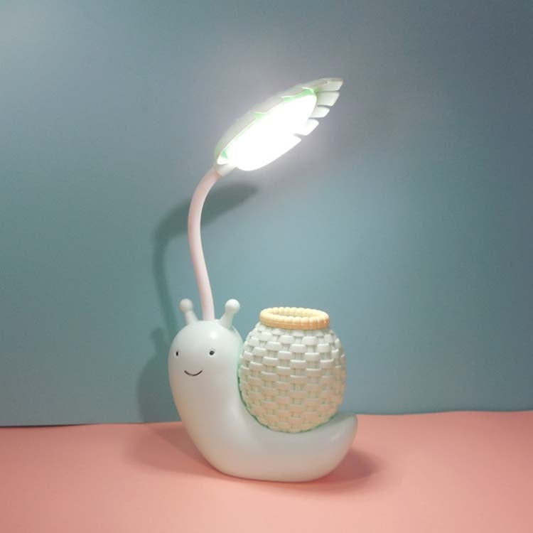 L-0 Suporte para Canetas Caracol de Desenho Animado Lâmpada de Secretária LED Recarregável de Proteção Ocular Suave USB
