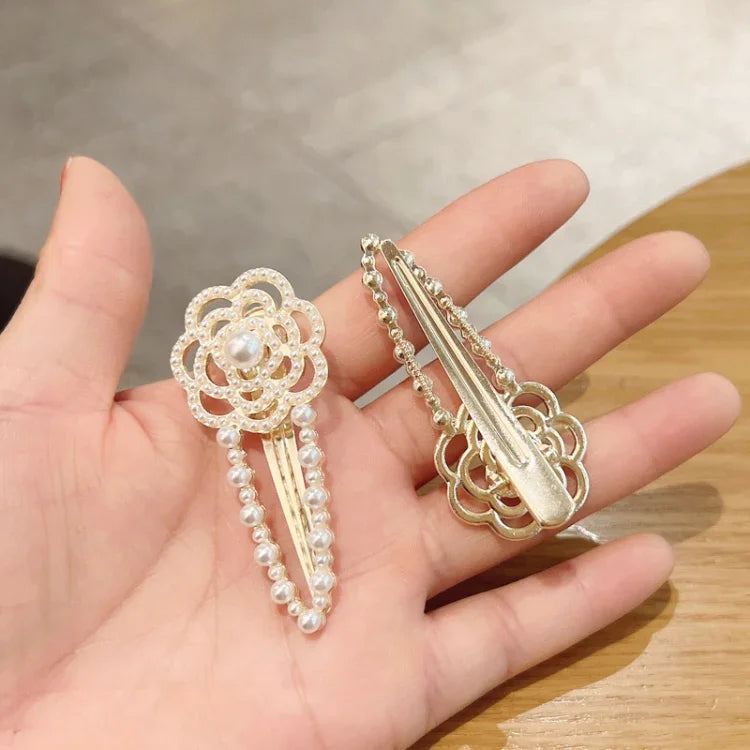 Rhinestone Fashion Hair Clips Women Bangs Headwear, Styles:, 293 Mountain Camellia Flower, 371 Fan, 380 Pearl