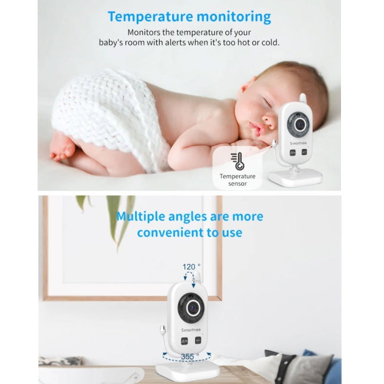 Monitor de Bebé Sem Fios UU24 de 2,4 Polegadas com Câmara, Monitor de Temperatura, Áudio Bidirecional VOX e Canção de Embalar, UU24 Ficha Reino Unido, UU24 Ficha EUA, UU24 Ficha UE