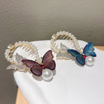 Presilha de Cabelo Borboleta com Strass Bordada para Rabo de Cavalo