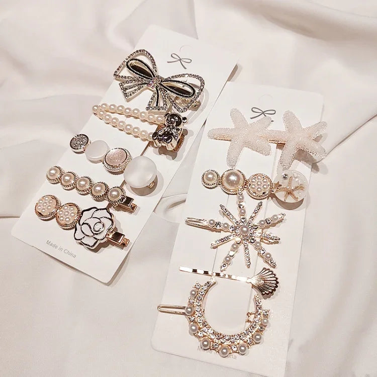 Presilha de Cabelo com Pérola do Mar Estrela e Strass para Raparigas Adolescentes