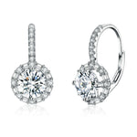 Brincos elegantes em prata esterlina S925 com moissanite e zircónia banhados a ouro branco, MSE002