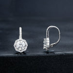 Brincos elegantes em prata esterlina S925 com moissanite e zircónia banhados a ouro branco, MSE002