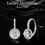 Brincos elegantes em prata esterlina S925 com moissanite e zircónia banhados a ouro branco, MSE002
