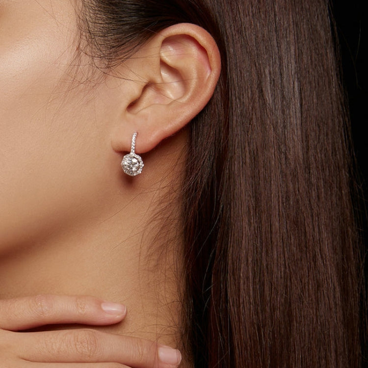 Brincos elegantes em prata esterlina S925 com moissanite e zircónia banhados a ouro branco, MSE002