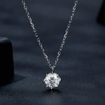 Colar em prata esterlina S925 com corrente O cintilante e pendente de moissanite, MSN003