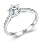 Pulseira anel de moissanite com seis garras em prata esterlina S925 banhada a ouro branco, N.º 6, N.º 7, N.º 8, N.º 10