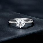 Pulseira anel de moissanite com seis garras em prata esterlina S925 banhada a ouro branco, N.º 6, N.º 7, N.º 8, N.º 10