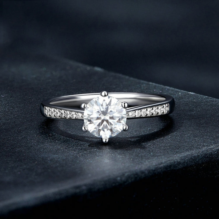Pulseira anel de moissanite com seis garras em prata esterlina S925 banhada a ouro branco, N.º 6, N.º 7, N.º 8, N.º 10
