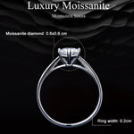 Pulseira anel de moissanite com seis garras em prata esterlina S925 banhada a ouro branco, N.º 6, N.º 7, N.º 8, N.º 10