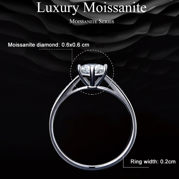 Pulseira anel de moissanite com seis garras em prata esterlina S925 banhada a ouro branco, N.º 6, N.º 7, N.º 8, N.º 10