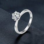 Joalharia MSR006 anel de moissanite com seis garras em prata esterlina S925 banhada a ouro branco, N.º 6, N.º 7, N.º 8