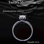 Joalharia MSR006 anel de moissanite com seis garras em prata esterlina S925 banhada a ouro branco, N.º 6, N.º 7, N.º 8