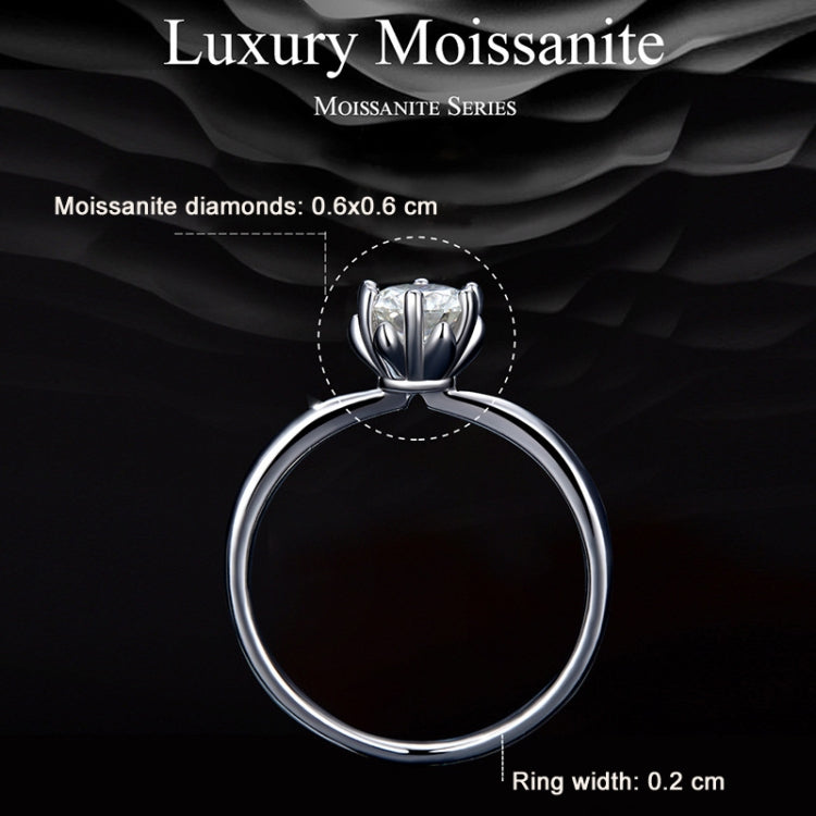 Joalharia MSR006 anel de moissanite com seis garras em prata esterlina S925 banhada a ouro branco, N.º 6, N.º 7, N.º 8