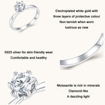 Joalharia MSR006 anel de moissanite com seis garras em prata esterlina S925 banhada a ouro branco, N.º 6, N.º 7, N.º 8