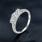 MSR009 Sterling Silver S925 Lace White Gold Plated Moissanite Ring, No.6, No.7, No.8, No.9, No.10